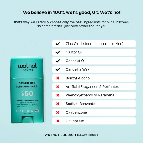 Wotnot Naturals Zinc Sunscreen Stick SPF50 45g