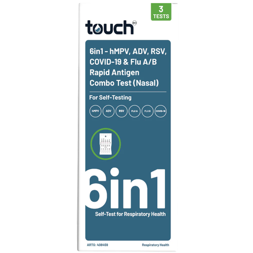 Touch Bio 6in1 - hMPV, ADV, RSV, Flu A, Flu B, COVID-19 Rapid Antigen Test 3 Pack