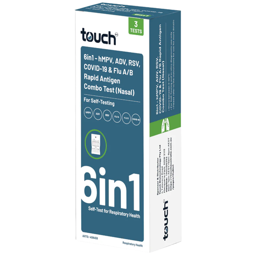 Touch Bio 6in1 - hMPV, ADV, RSV, Flu A, Flu B, COVID-19 Rapid Antigen Test 3 Pack