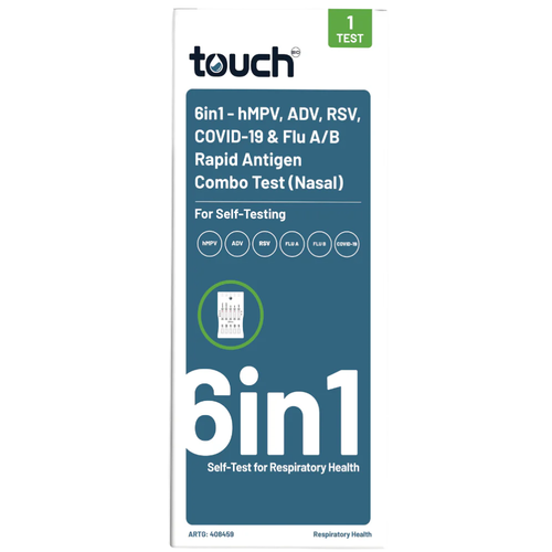Touch Bio 6in1 - hMPV, ADV, RSV, Flu A, Flu B, COVID-19 Rapid Antigen Test 1 Pack
