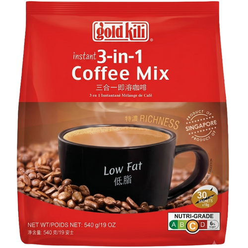 Gold Kili IInstant 3-in-1 Coffee Mix Low Fat 18g x 30 Sachets