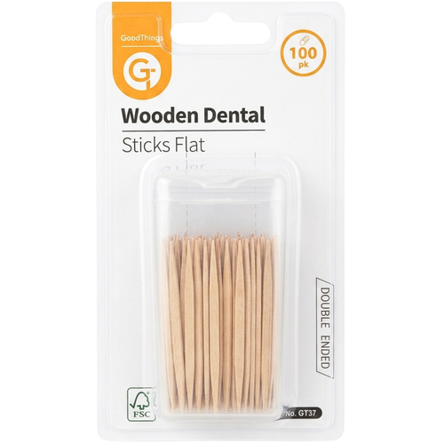 Good Things Wooden Dental Flat Double Ended Sticks 100 Pack