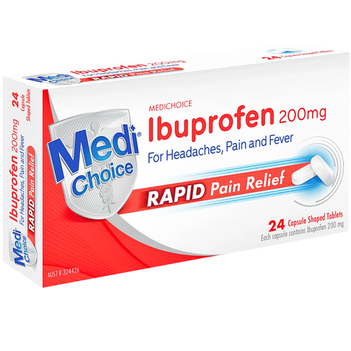 MediChoice Ibuprofen 200mg Rapid Pain Relief 24 Capsules