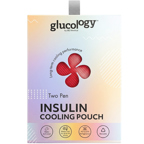 Glucology Large 2 Pen Insulin Cooling Pouch Red