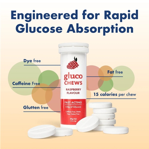 Glucology Glucochews Fast-Acting 3.8g Glucose Raspberry 40g