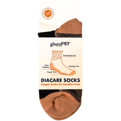 Glucology Dia-Care Copper Socks Black 1 Pair Small
