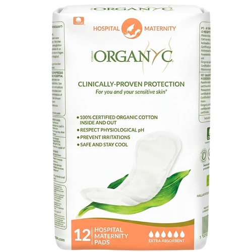 Organyc 100% Organic Cotton Hospital Maternity Pads 12 Pack