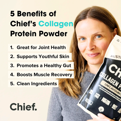 Chief. Collagen Protein Grass-fed Bovine Powder Unflavoured 1 Serving 15g Sachet