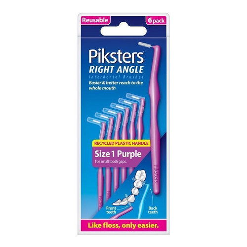Piksters Right Angle Size 1 Purple Interdental Brushes 6 Pack