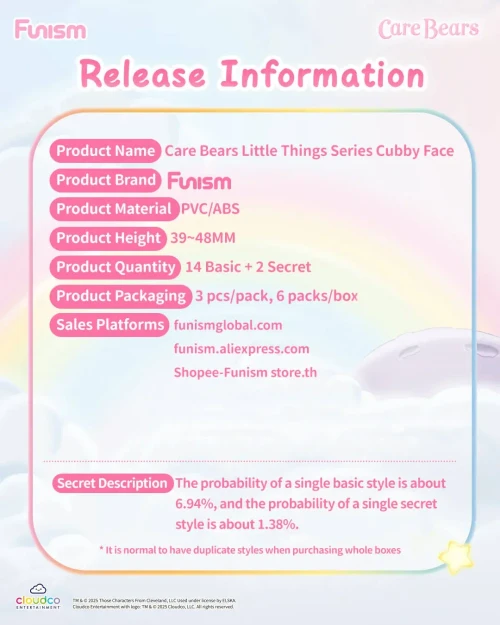 Funism Care Bears Cubby Face Little Things Series Blind Box Assorted Colours
