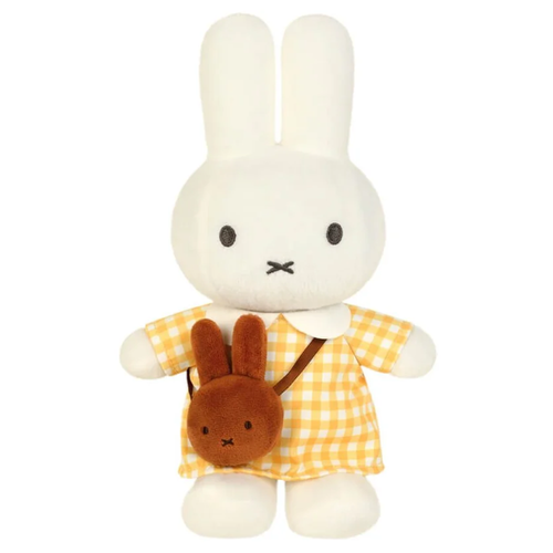 Product image of Miffy Yellow Checkered Dress with Snuffy Bag Plush 24cm