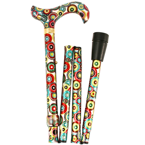 Classic Canes Fashion Folding Walking Cane Concentric Circles 83-93cm