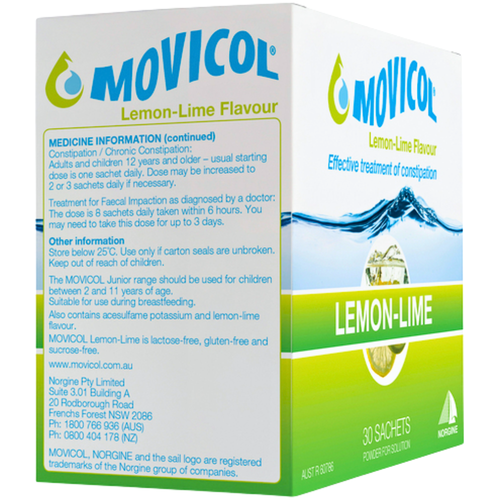 Movicol Consipation Relief Lemon & Lime Flavoured Powder 30 Sachets