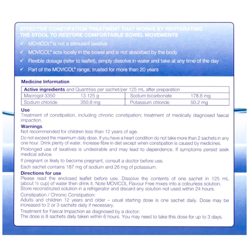 Movicol Consipation Relief Flavour Free Powder 30 Sachets