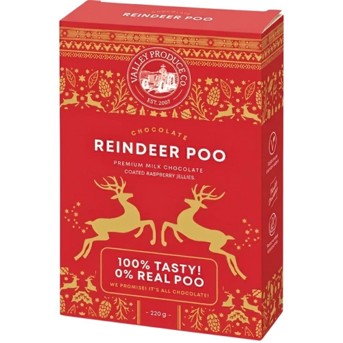 Valley Produce Co Reindeer Poo Milk Chocolate Raspberry Jellies 220g