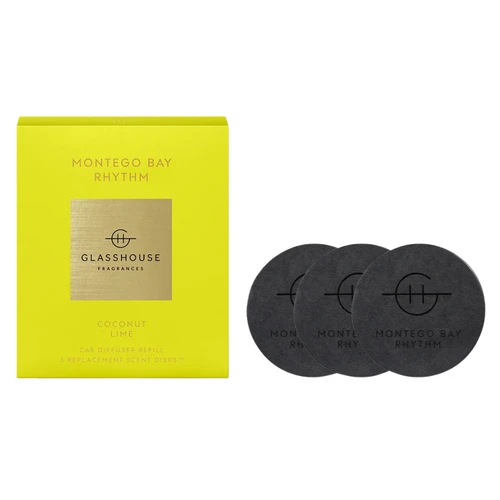 Glasshouse Fragrances 3 Replacement Car Diffuser Scent Disks - Montego Bay Rhythm