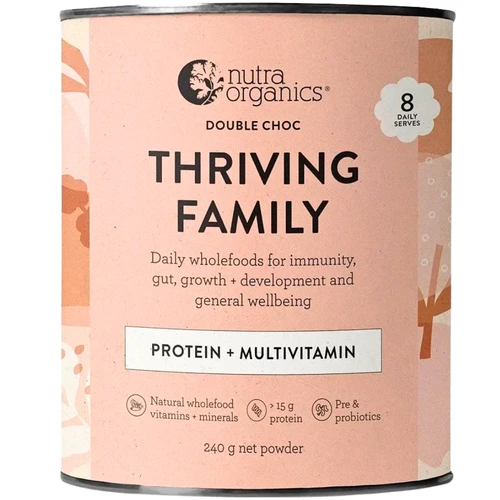 Nutra Organics Thriving Family Protein + Multivitamin Double Chocolate Flavour 240g