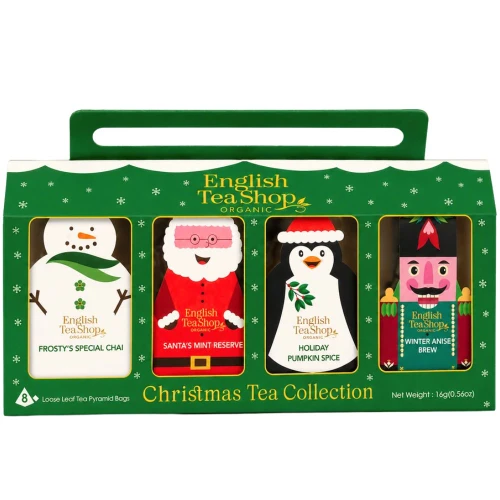 English Tea Shop Organic Christmas Character Tea Collection 8 Pyramid Bags