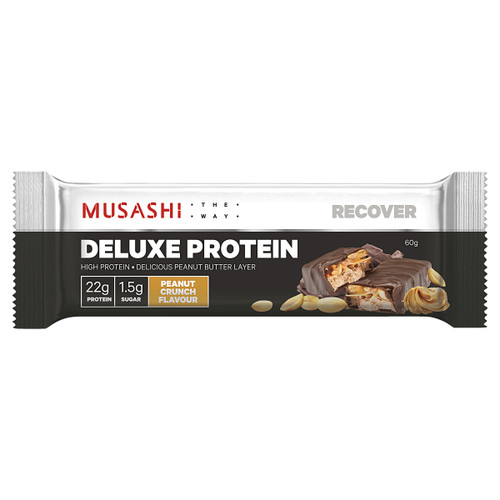 Deluxe Protein Bar Peanut Crunch 60g Front of Packaging