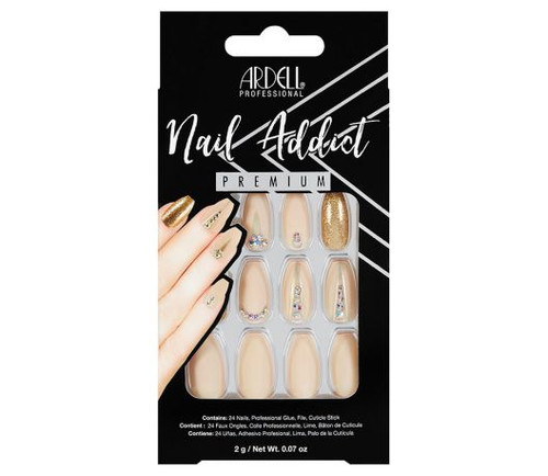 Ardell Nail Addict Premium Artificial Nail Set - Nude Jeweled