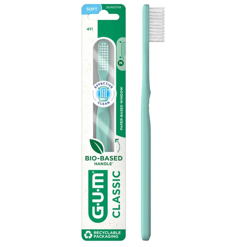 GUM Classic 411 Soft Toothbrush (Colours selected at random)