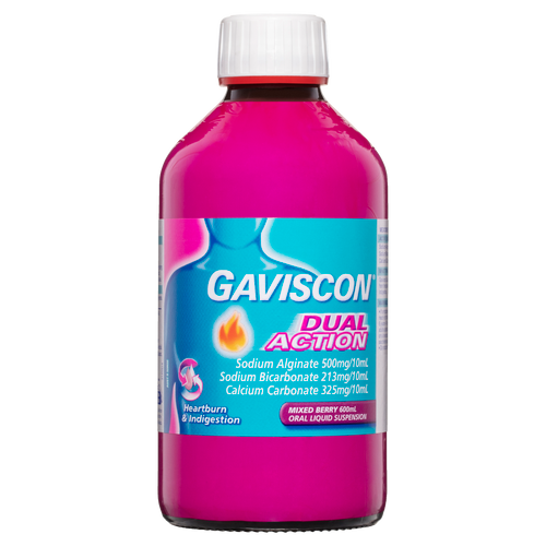 Gaviscon Dual Action Liquid Heartburn and Indigestion Relief Mixed Berry 600ml