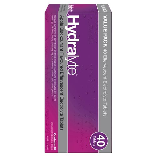 Hydralyte Effervescent Electrolyte Tablets Apple Blackcurrant 40 Tablets