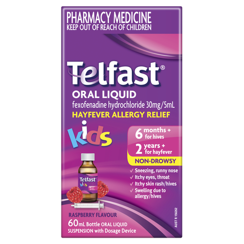 Telfast Kids Hayfever Allergy Relief Oral Liquid - Raspberry 60ml