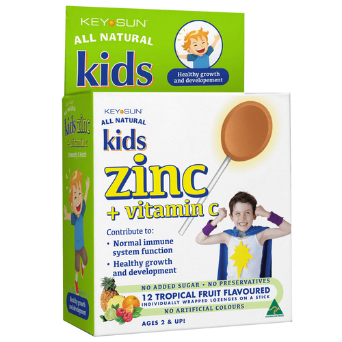 Key Sun Kids Zinc + Vitamin C Tropical Lozenges 12 Pack