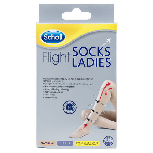 Scholl Ladies Flight Compression Hosiery Socks Natural Size 8-10 1 Pair