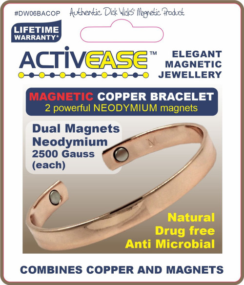Dick Wicks Activease Magnetic Copper Wrist Health Bangle Large