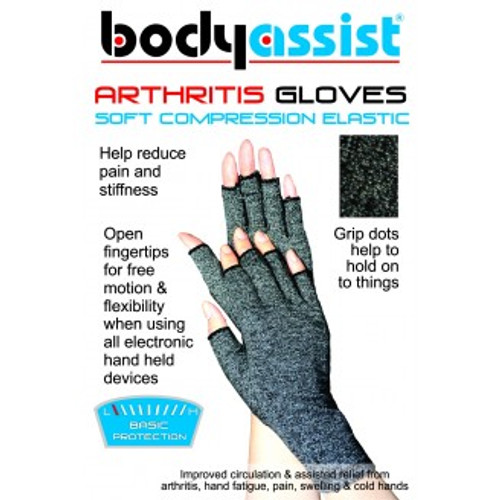 Body Assist Soft Compression Arthritis Gloves Grey Extra Large