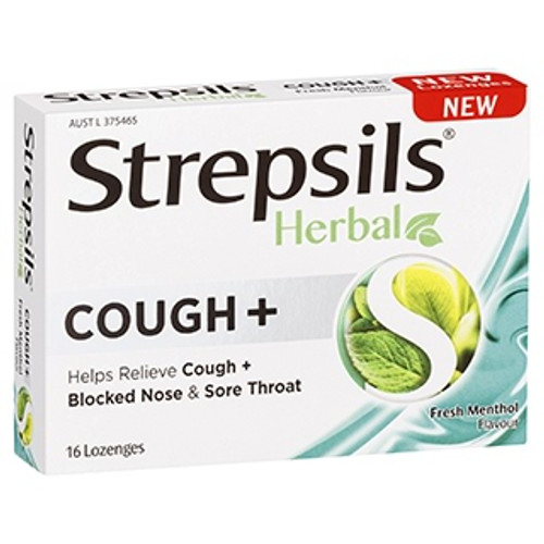 Strepsils Herbal Cough Lozenges Fresh Menthol 16 Pack