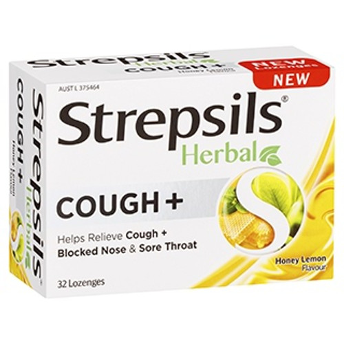 Strepsils Herbal Cough Lozenges Honey Lemon 32 Pack