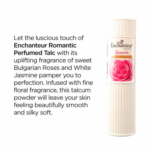 Enchanteur Romantic Perfumed Talc Rose Jasmine Body Powder 50g perfume description
