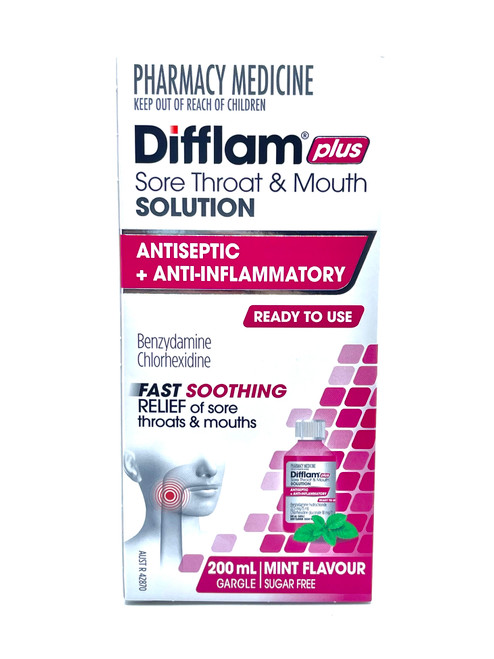 Difflam Plus Ready To Use Sore Throat & Mouth Solution 200mL Difflam Plus Ready To Use Sore Throat & Mouth Solution 200mL