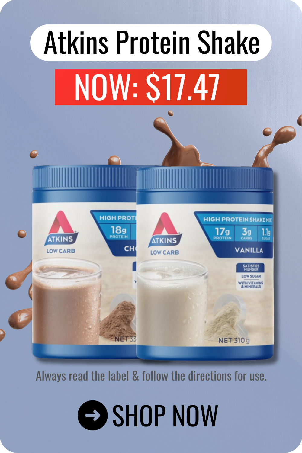 Shop Atkins Chocolate Protein Shake Mix at The Pharmacy Network