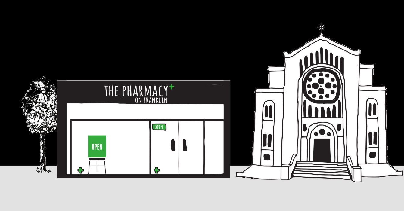 Drawing of The Pharmacy on Franklin's Shopfront
