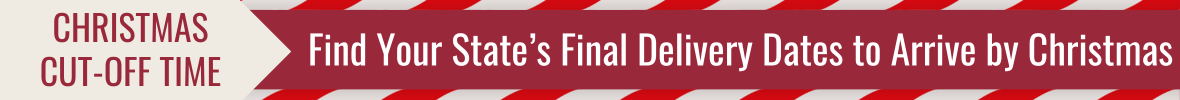 A thin banner with text "Christmas cut-off time. Find your state's final delivery dates to arrive by Christmas."