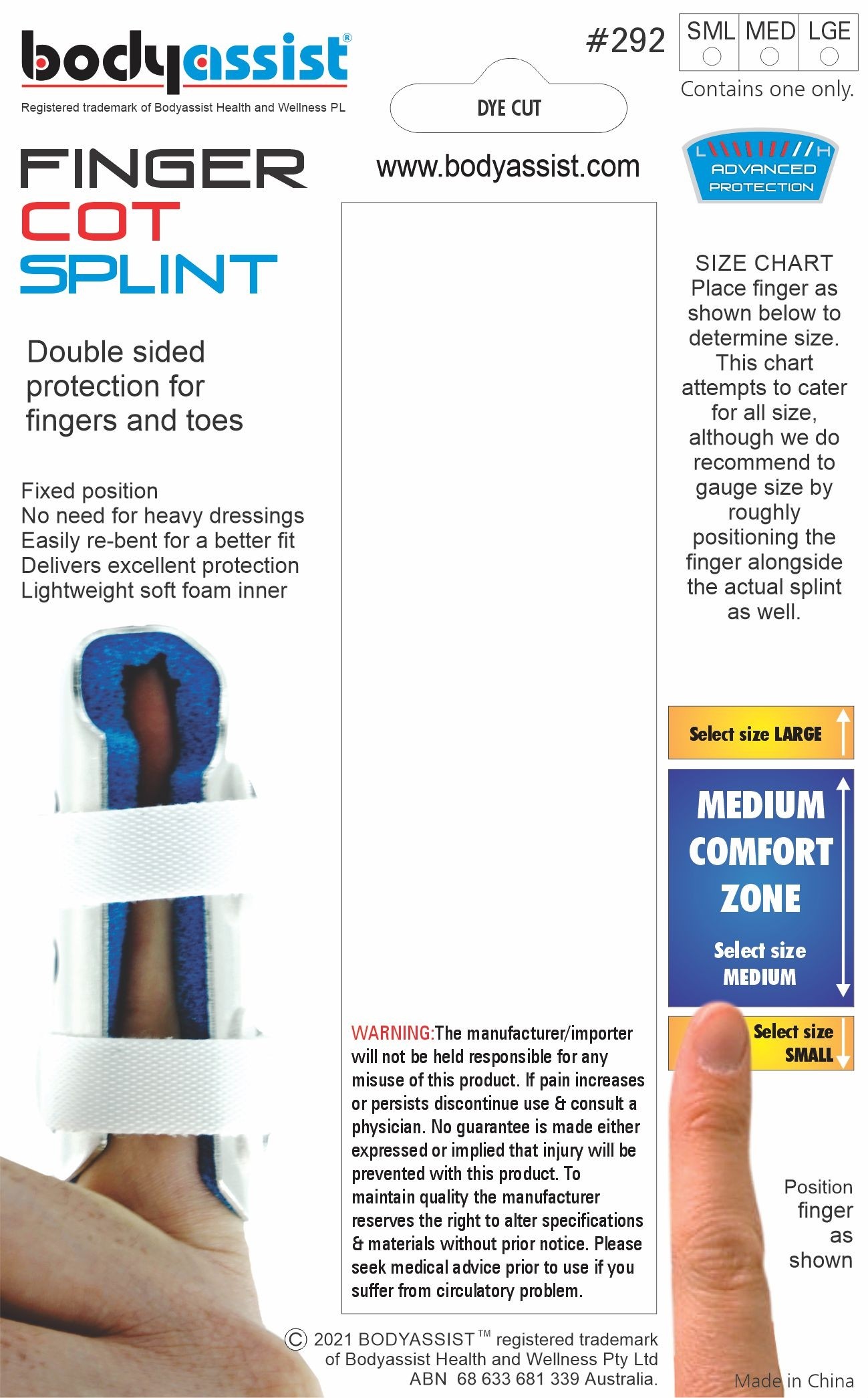 Shop Body Assist Finger Cot Splint Medium by Body Assist