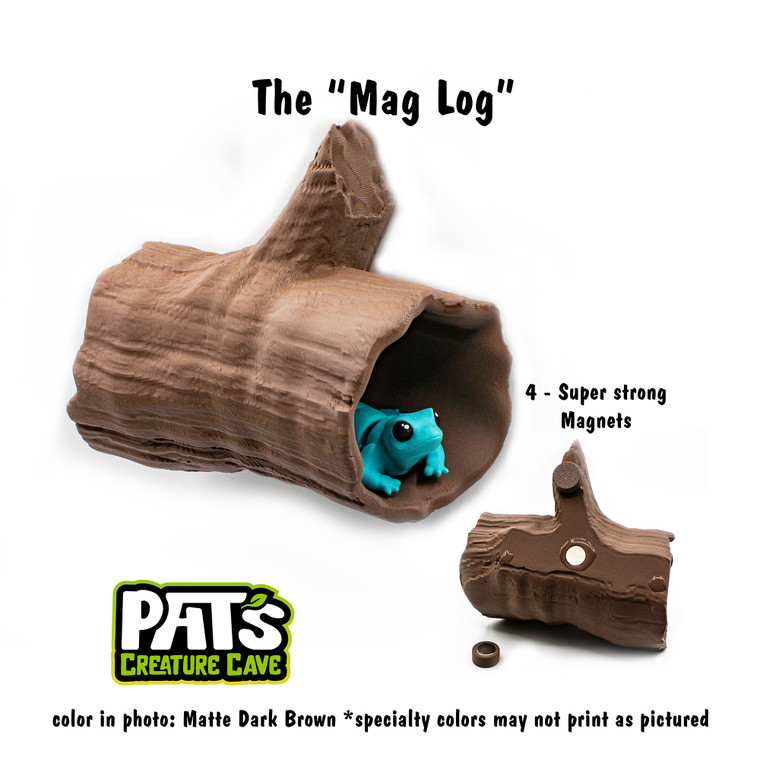 Realistic 3D printed Textured log tunnel hide for geckos | Pat and Jen's Creature Cave