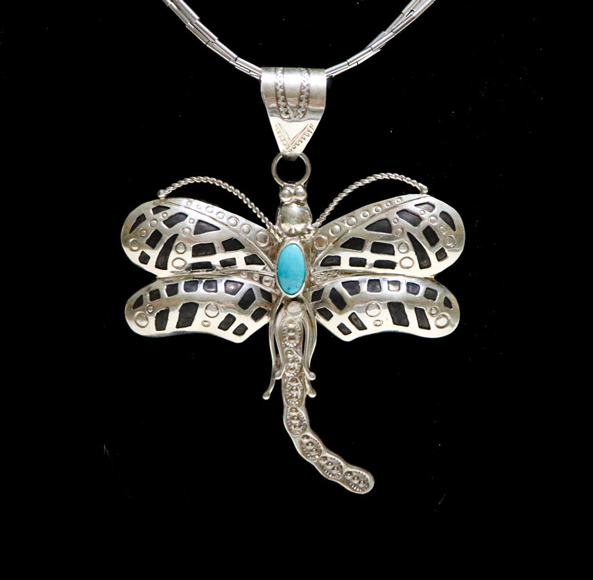 Lana Dragonfly Pendant & Hand-strung Beaded Necklace - Pearblossom