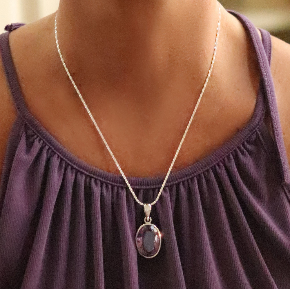 Purple Amethyst Teardrop Pendant & Chain - Pearblossom Jewelry & Gifts