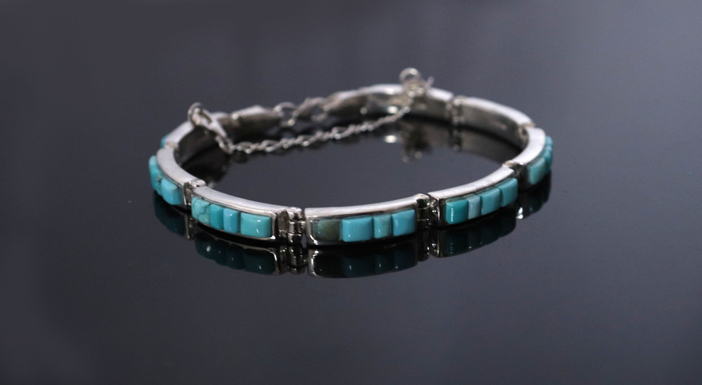 Bila Turquoise & Sterling Silver Link Bracelet