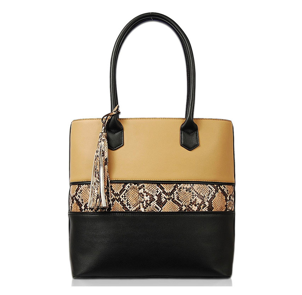 Gold Snake Print Shoulder Tote