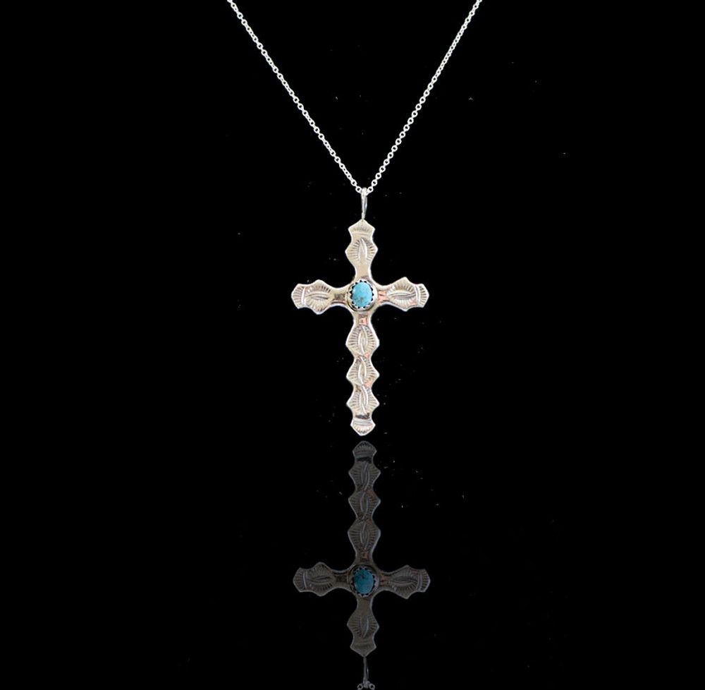 Turquoise Cross Pendant Christian Turquoise Cross Necklace : Silver  Enchantments