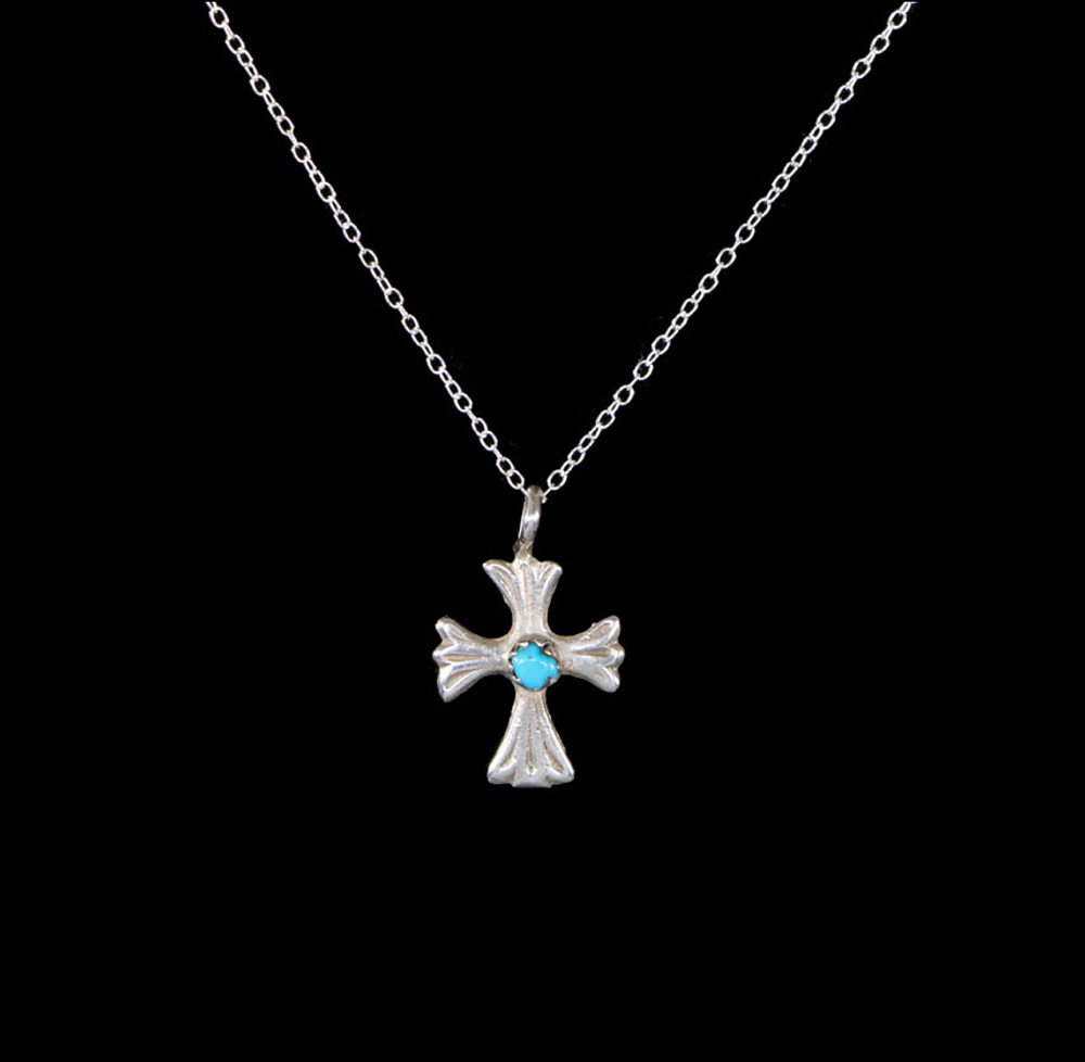 Luyu Small Patonce Sterling Silver & Turquoise Cross Necklace