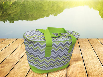 Large Insulated Weekender Tote in Chartreuse Chevron