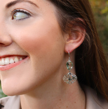 Green Amethyst & Sterling Silver Florette Dangle Earrings