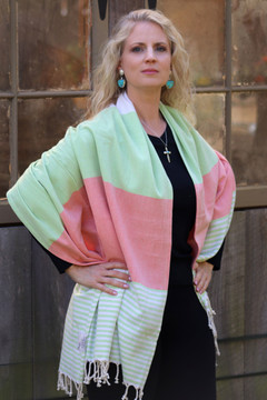 Campeche Pink & Green Cotton Wrap